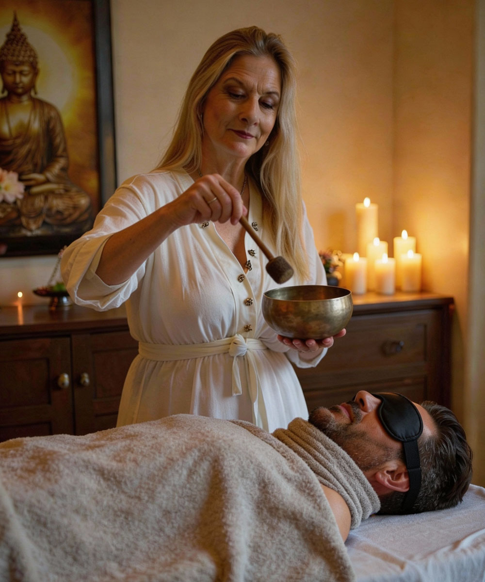 Sound Therapy Personalised sound sessions using singing bowls and vibration to support deep relaxation, energetic balance and a calm nervous system. Learn More